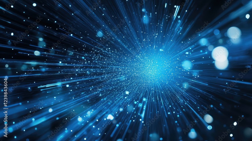 Poster dynamic blue light rays and particles creating a stunning visual experience of motion and energy in 