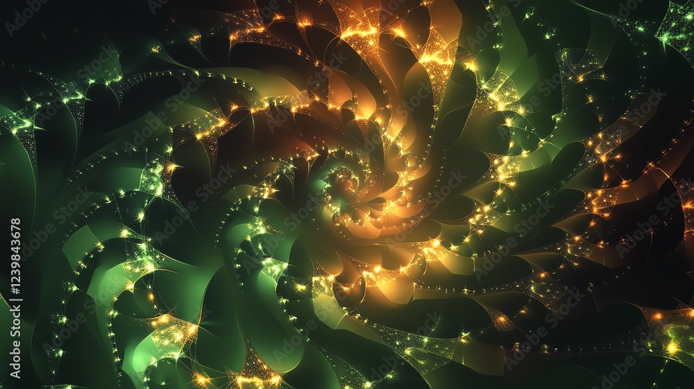 Poster colorful swirling fractal design creates an intriguing visual experience in abstract art style