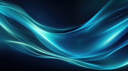 Fototapeta premium Ethereal Blue Waves with Subtle Light Reflections Against a Dark Background, Perfect for Abstract Digital Art, Backgrounds, or Graphic Design Projects