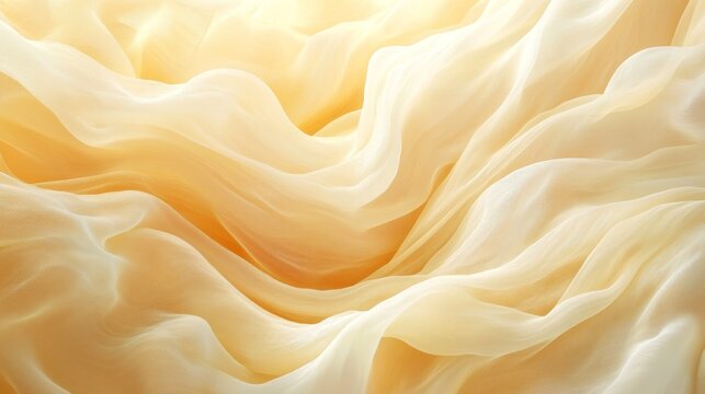 Pale Yellow Sheer Fabric Draped in Soft Waves - Powered by Adobe