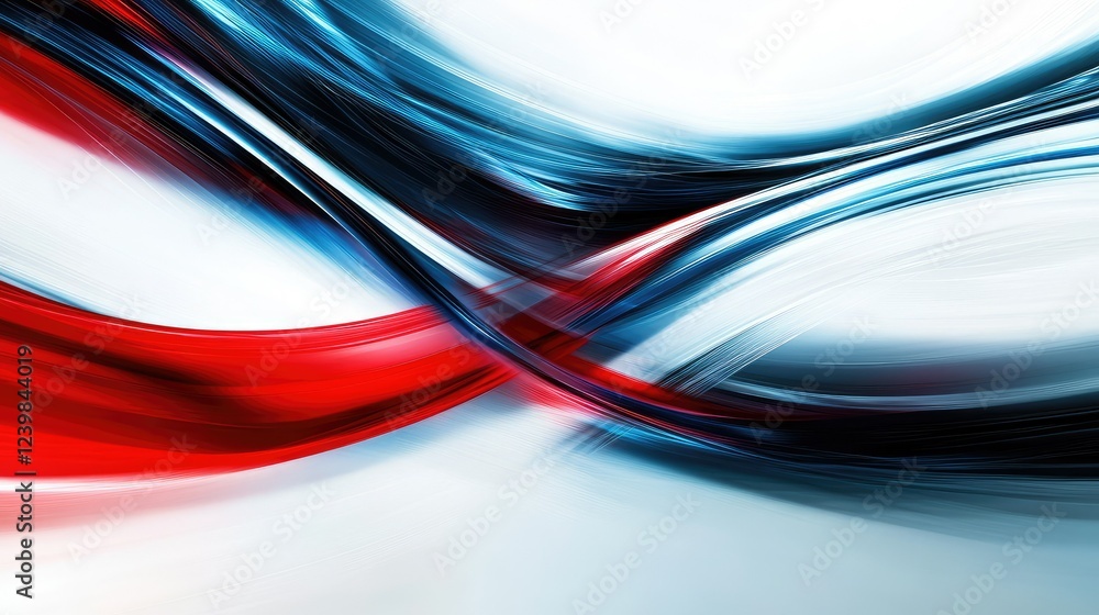 Poster abstract swirls of red and blue colors creating a dynamic motion effect in a smooth, fluid design, p