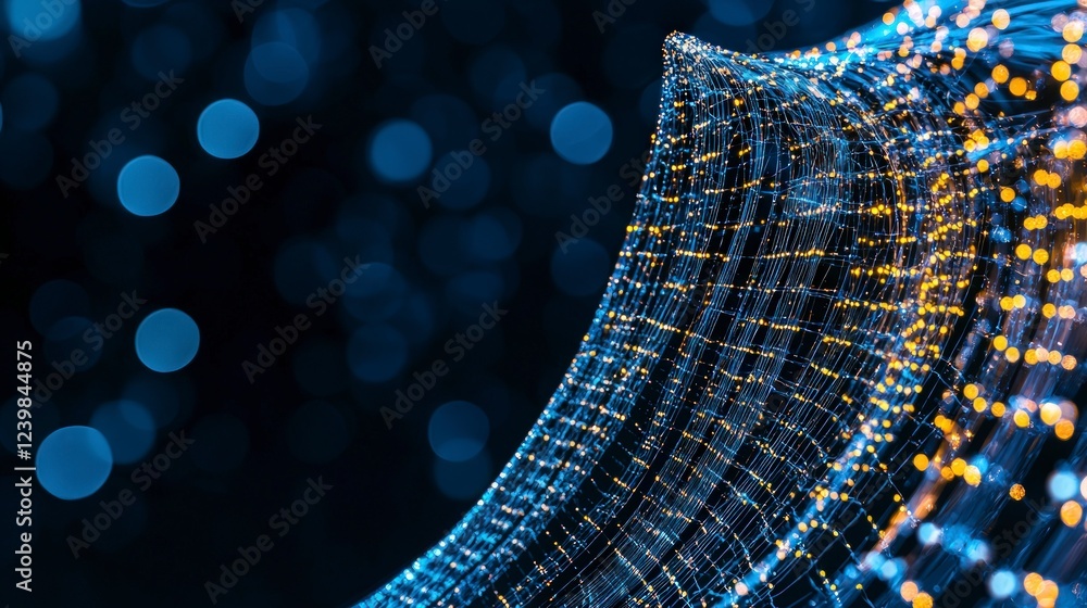 Poster futuristic data network abstract blue bokeh background