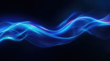 Obraz premium Ethereal Blue Waves Flowing in a Dark Abstract Background, Representing Energy, Motion, and Modern Technology with a Futuristic Touch