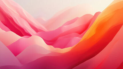 Fototapeta premium Abstract landscape illustration with flowing pink and orange hills, featuring smooth gradients and soft pastel tones for a dreamy and modern artistic composition