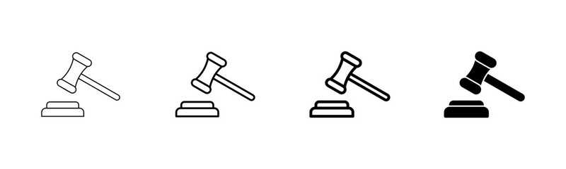 Gavel icon vector isolated on white background. Hammer icon vector. Judge Gavel Auction Icon Vector. Bid