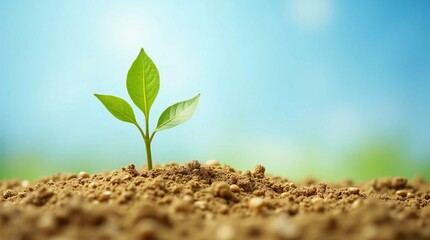 Fototapeta premium A Sapling Sprouts From Soil.