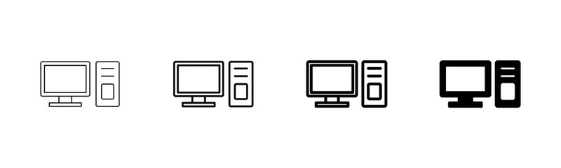 Computer icon vector isolated on white background. PC Icon vector. Computer monitor icon. Flat PC symbol