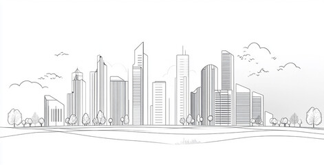 Fototapeta premium Building with a line drawing