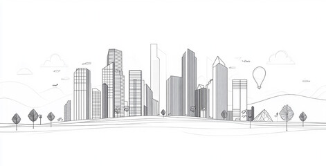 Fototapeta premium Building with a line drawing