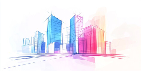 Obraz premium abstract city background design house sketch drawing