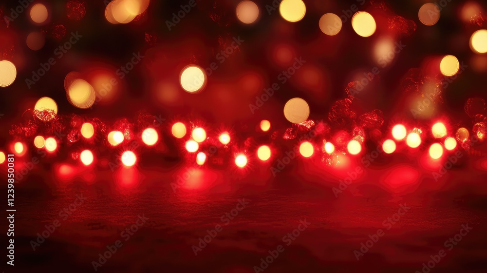 Poster captivating red and gold bokeh lights on a dark background creating a warm and festive atmosphere fo
