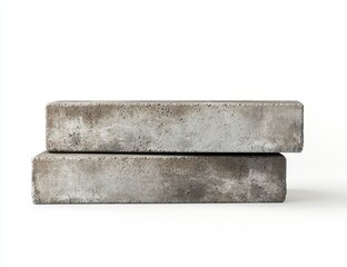 Two weathered grey concrete blocks isolated on white.