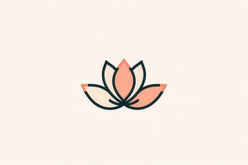 Fototapeta premium A minimalist lotus flower design in soft colors on a light background, symbolizing purity, beauty, and tranquility.