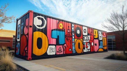 A large, colorful, and very detailed mural on the side of a building