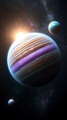 Stunning Gas Giant Planet  Space  Stars  Galaxy  Cosmic Background