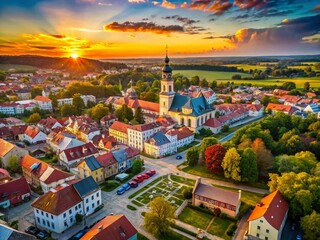 Obraz premium Sedziszow Malopolski Aerial View: Drone Photography of Historic Polish Town