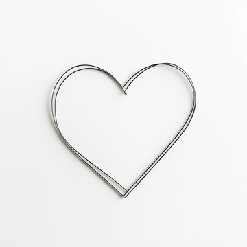 One heart-shaped models made of wire, with the concept of love, happiness, and romance. Isolated on white background.