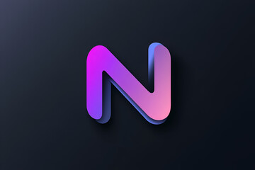 Neon Letter N: A vibrant, 3D-rendered letter "N" in shades of pink and purple, set against a dark background.  The design is modern, sleek, and eye-catching.