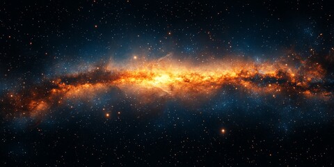 Realistic Galaxy View with Stars and Cosmic Dust in the Dark Sky