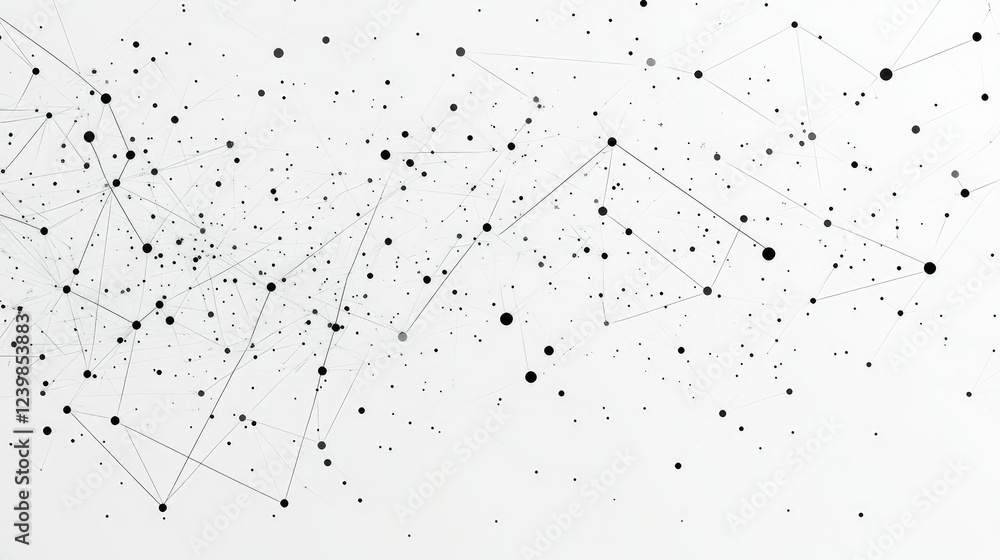 Poster abstract geometric background with numerous black and gray dots and connecting lines creating a netw