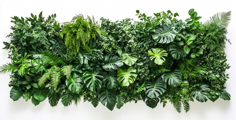 Naklejka premium Top view of display of natures green leaves wall