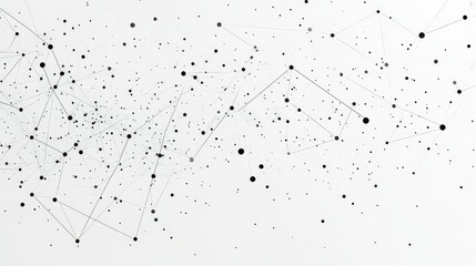 Fototapeta premium Abstract Geometric Background with Numerous Black and Gray Dots and Connecting Lines Creating a Network-Like Structure on a Clean White Surface