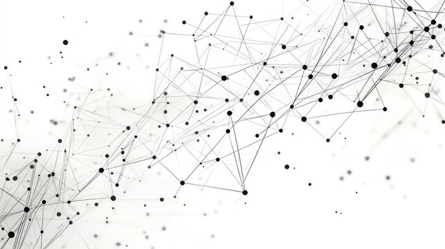 Abstract geometric background with black dots and connecting lines conveying a sense of technology, data flow, and innovation in a modern aesthetic design.