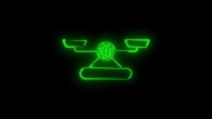 International justice system icons animation. Animated line balance scales. Civil right. Legal rule. Law firm. Supreme court.Outline motion graphic