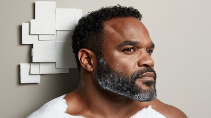 Obraz premium Artistic Portrait Man with White Paint Modern Art Abstract Background