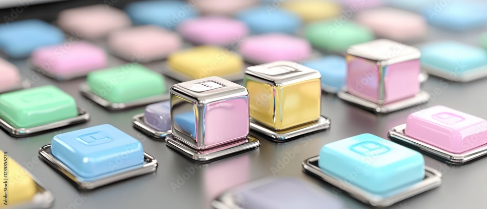 Aufkleber abstract pastel buttons futuristic tech shiny interface colorful design