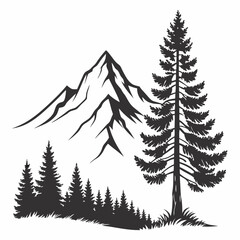 Fototapeta premium mountain & pain tree