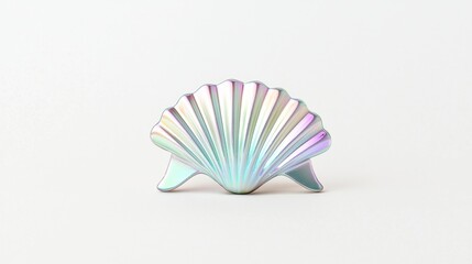 Iridescent Seashell on White Background