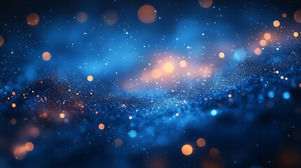 Fototapeta premium Minimalist Blurred Bokeh on Dark Blue Background, Soft Abstract Light Effect, Elegant Defocused Glow for Design and Backdrop