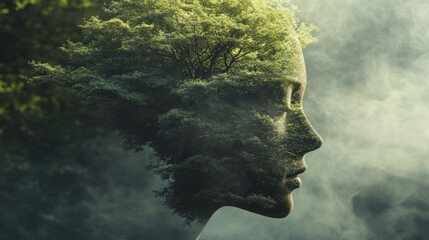 Nature's Embrace: A Surreal Portrait of Harmony Between Humanity and Nature