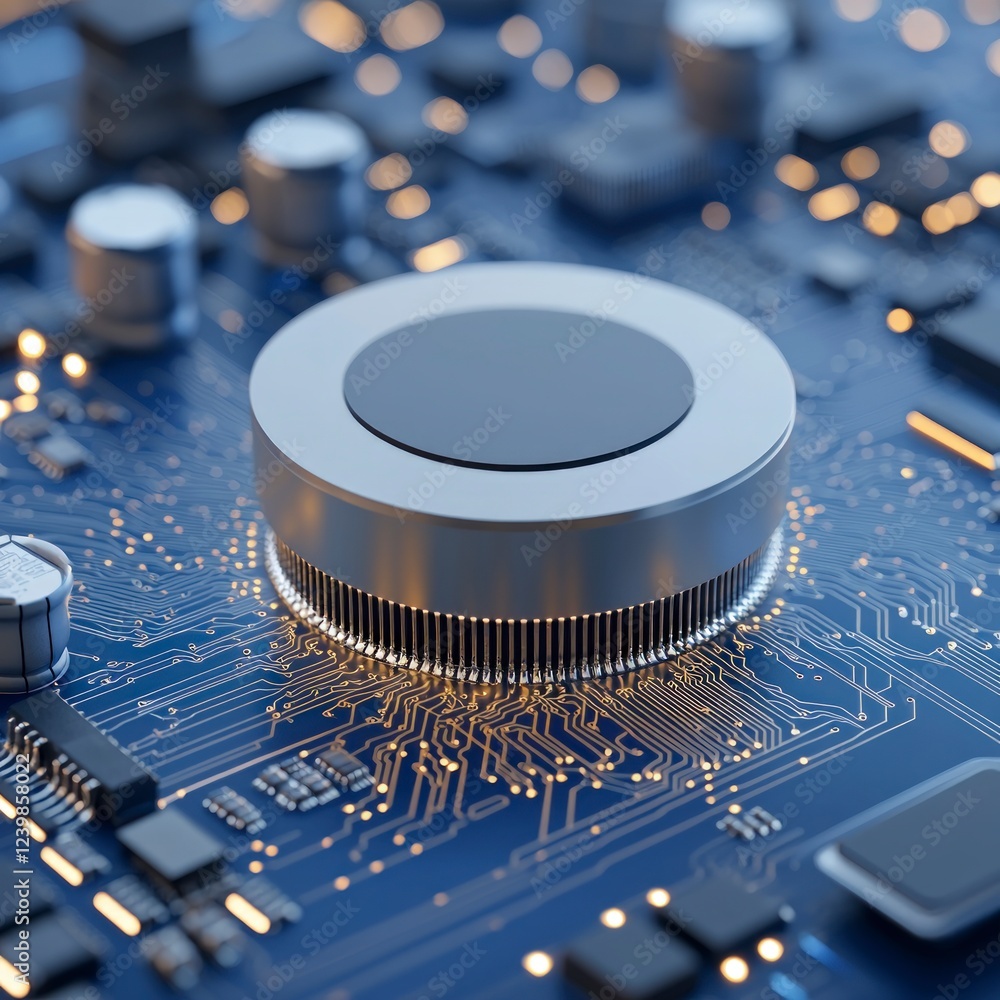 Poster abstract tech close up of futuristic circuit board processor