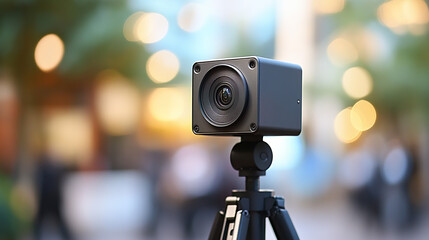 video camera on a tripod