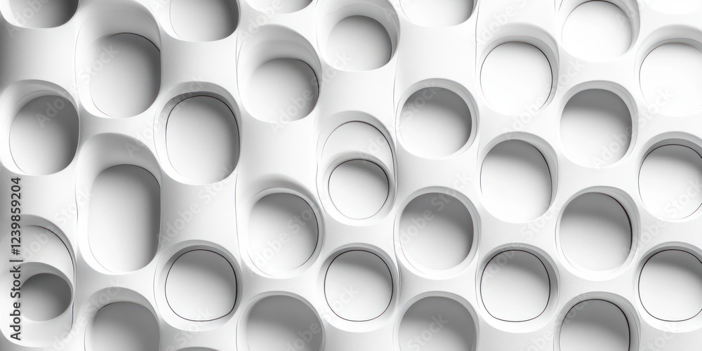 Poster white oval interlocking pattern minimalist modern scandinavian design ambient lighting