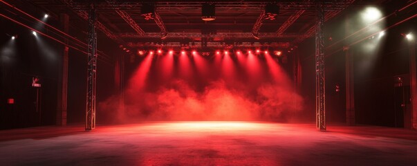 Red Stage Lights in a Dark Concert Hall