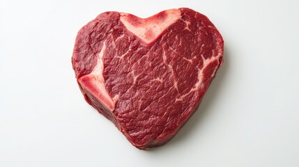 Aesthetic Heart-Shaped Cut of Raw Red Meat Perfect for Culinary Arts, Valentine's Day Dishes, Romantic Dinners, and Unique Food Photography Concepts