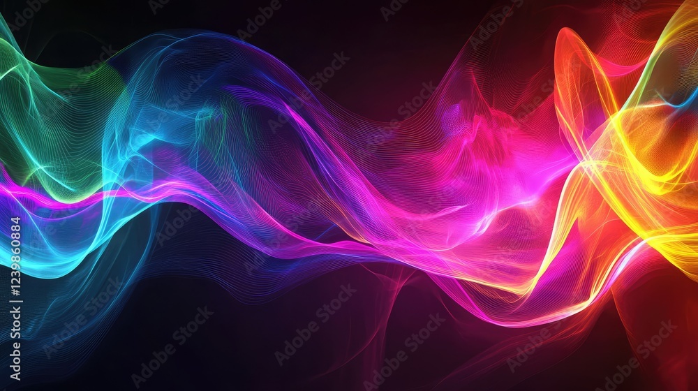 Aufkleber abstract colorful waves of light creating a dreamy background with flowing patterns in multicolor sh