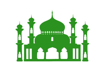 green silhouette of the mosque building without background