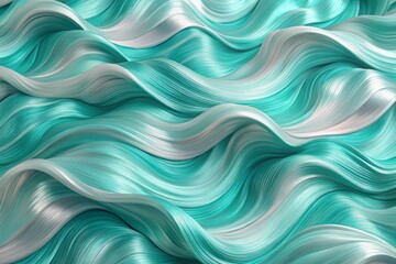 Fototapeta premium Soft Pastel Turquoise Grey Abstract Wavy Background with Copy Space