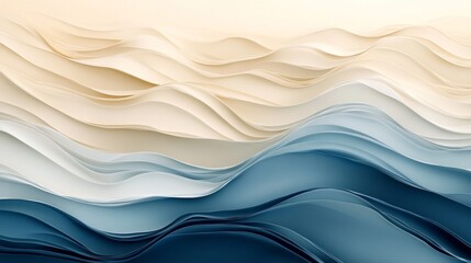 Obraz premium Abstract Wave Pattern in Creamy Beige and Blue Hues