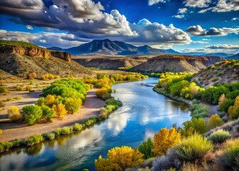 Fototapeta premium Southern View of the Rio Grande in Northern New Mexico, USA