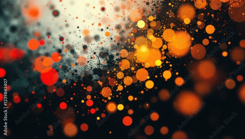 Aufkleber abstract pattern of vibrant orange and red bokeh on dark background