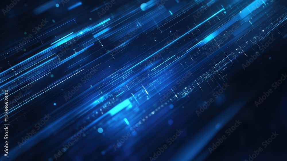 Poster abstract digital background showcasing dynamic lines and glowing particles in vibrant blue tones, cr