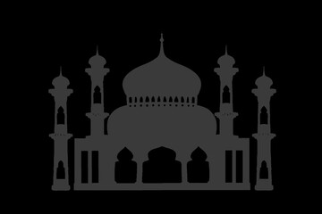silhouette of the mosque building without background