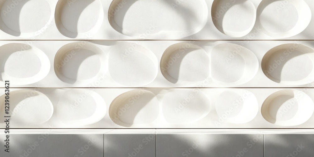 Aufkleber large white diagonal oval shapes background pattern with gentle shadows and textured surface