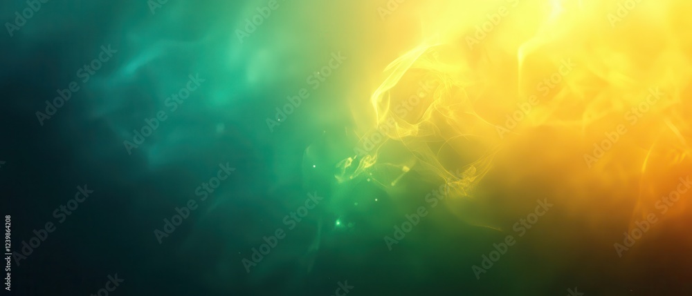 Poster a colorful background with a yellow and green swirl. generative ai