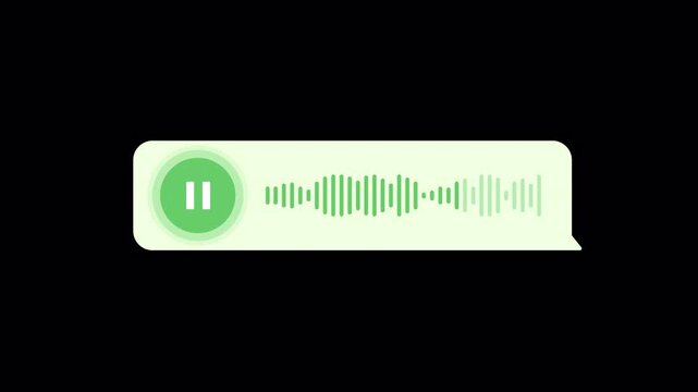 Pack of 5 Audio Wave Voice Message Sound. Received and sent talking messages for dark and light mode with play pause button and waveform sound effect | Transparent Background | 4K UHD ProRes 4444